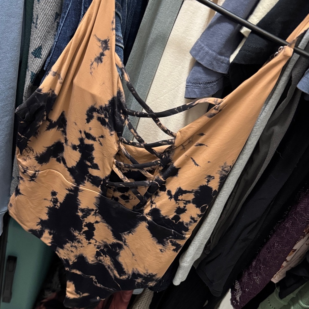 PacSun Black and Tan Tie-Dye Strappy Bodysuit